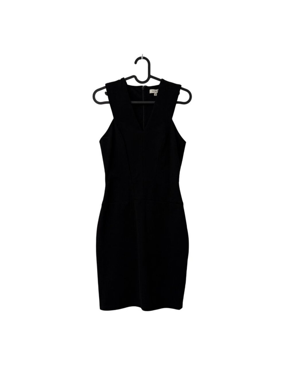 Mugler Black Sleeveless V Neck Bodycon Mini Dress Womens Size 36 Small